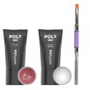 Poly Acryl Gel SET COVER  30g  and Super White 30g in the tube  and Poly Gel brush flat straight incl. Spatula